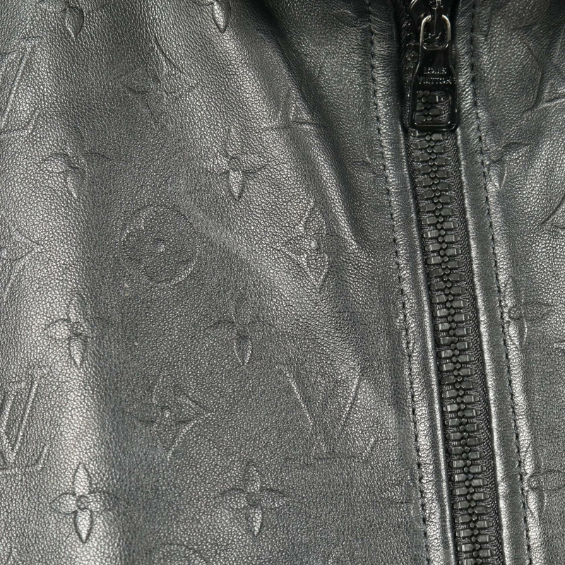 路易威登 Monogram 皮革牛仔羊毛夾克，黑色，二手男士-9