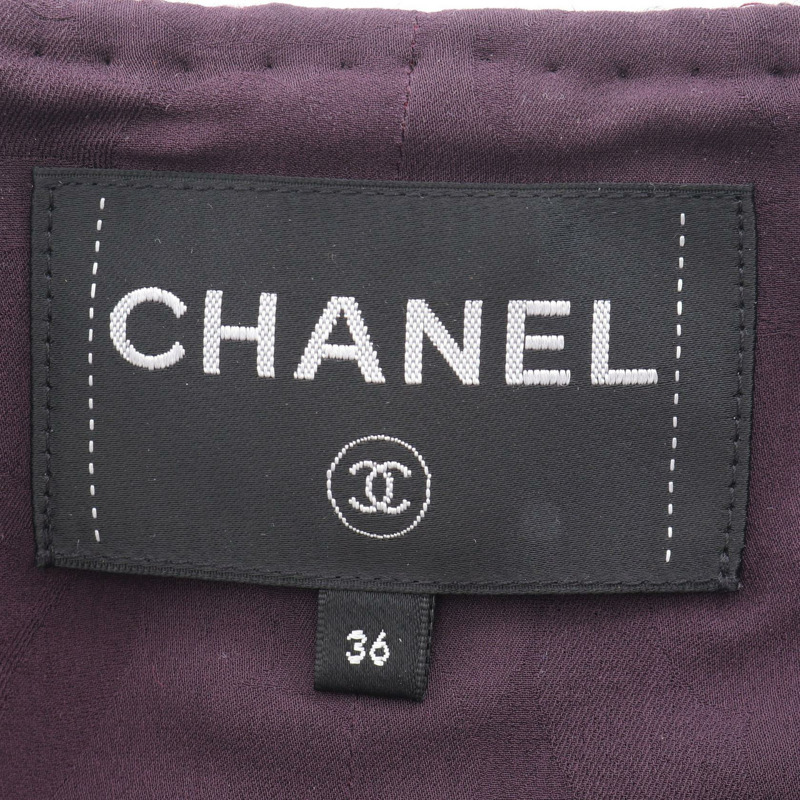 香奈兒 COCO 標誌紐扣斜紋軟呢外套 P71176V37139 羊毛 紫色 二手 女款-2
