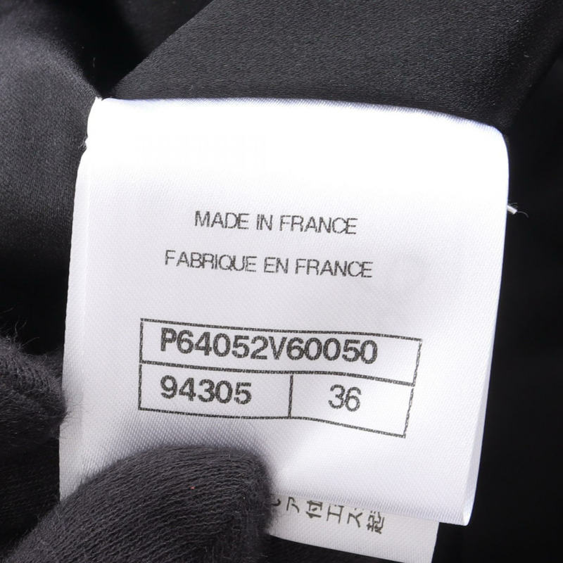 香奈兒 COCO 標誌紐扣 無色外套 P64052V60050 絲綢 黑色 銀色 二手 女士-4