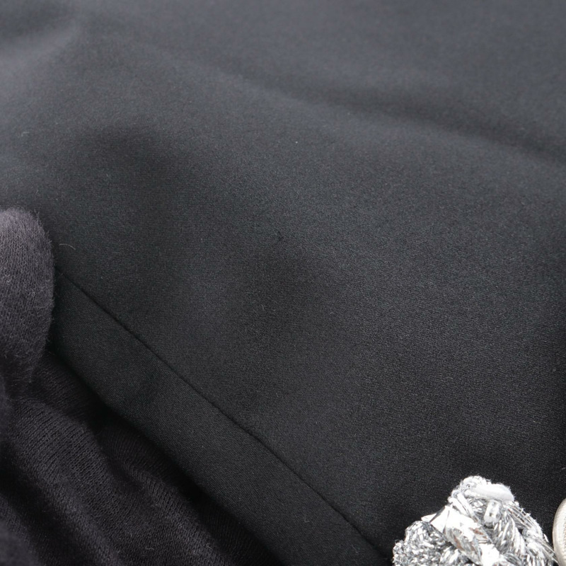 香奈兒 COCO 標誌紐扣 無色外套 P64052V60050 絲綢 黑色 銀色 二手 女士-6