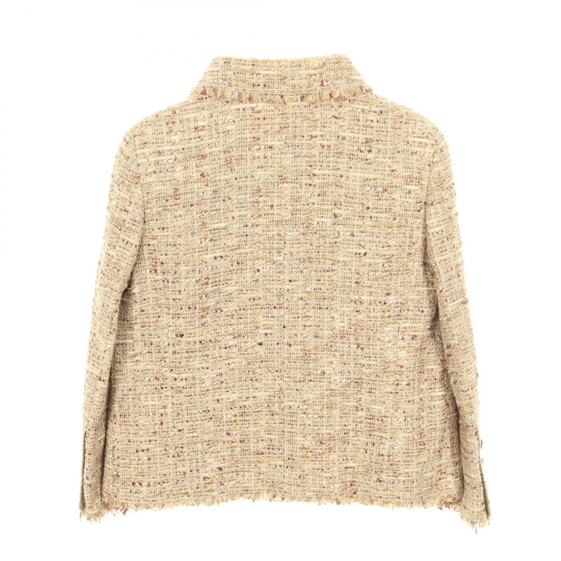 香奈兒 COCO 標誌紐扣斜紋軟呢外套 P28167V18056 尼龍羊毛棉混紡 米色 多色 二手 女款-1