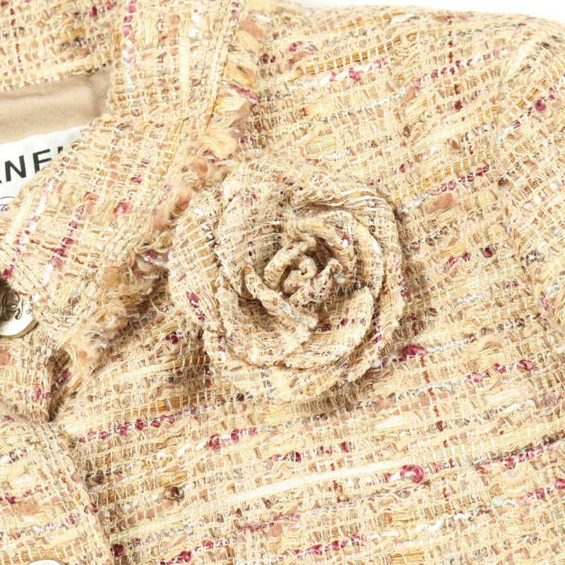 香奈兒 COCO 標誌紐扣斜紋軟呢外套 P28167V18056 尼龍羊毛棉混紡 米色 多色 二手 女款-9