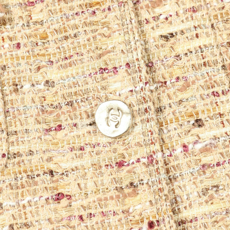 香奈兒 COCO 標誌紐扣斜紋軟呢外套 P28167V18056 尼龍羊毛棉混紡 米色 多色 二手 女款-10