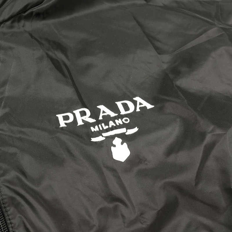 PRADA Re-Nylon 尼龍連帽雨衣 其他外套 尼龍 黑色 二手 女款-11
