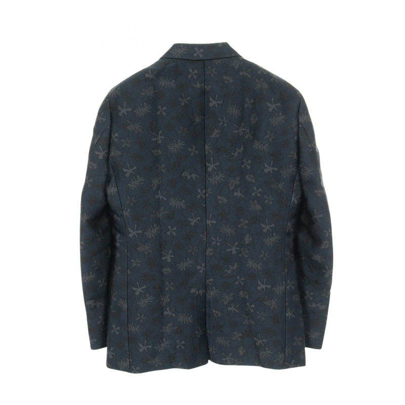 愛馬仕 (HERMES) 訂製西裝外套，真絲聚酯纖維布料，海軍藍，二手，男士尺寸 52-1