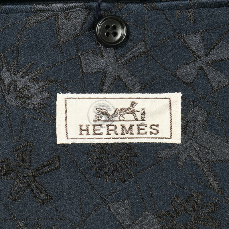 愛馬仕 (HERMES) 訂製西裝外套，真絲聚酯纖維布料，海軍藍，二手，男士尺寸 52-2
