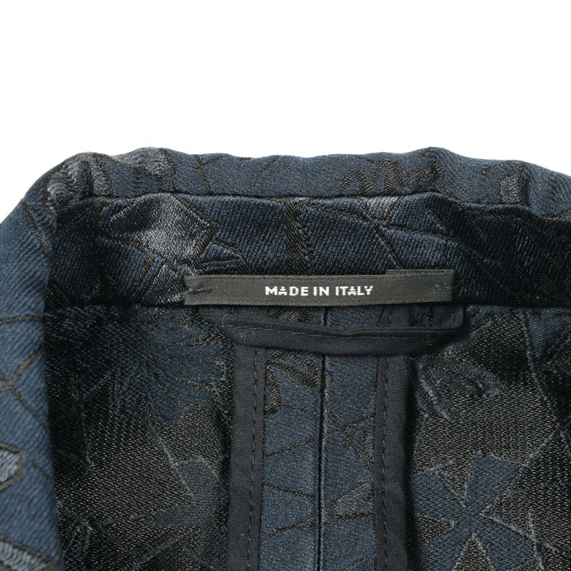 愛馬仕 (HERMES) 訂製西裝外套，真絲聚酯纖維布料，海軍藍，二手，男士尺寸 52-4