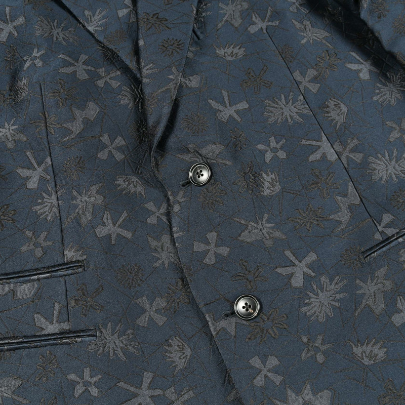 愛馬仕 (HERMES) 訂製西裝外套，真絲聚酯纖維布料，海軍藍，二手，男士尺寸 52-5