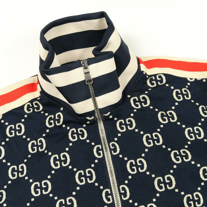 GUCCI GG 提花其他外套 聚酯纖維 海軍藍 米色 紅色 二手 男款-5