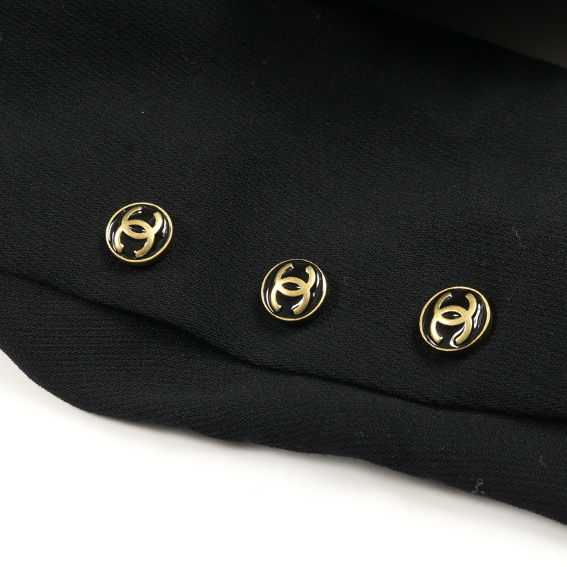 香奈兒 COCO 標誌紐扣 其他外套 P03702 羊毛尼龍 黑色 二手 女士-11