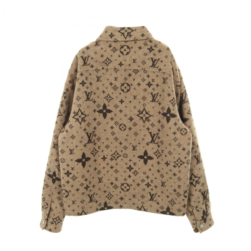路易威登 Monogram 襯衫 其他外套 羊毛 絲綢 羊絨 米色 棕色 米色 二手 男士-1
