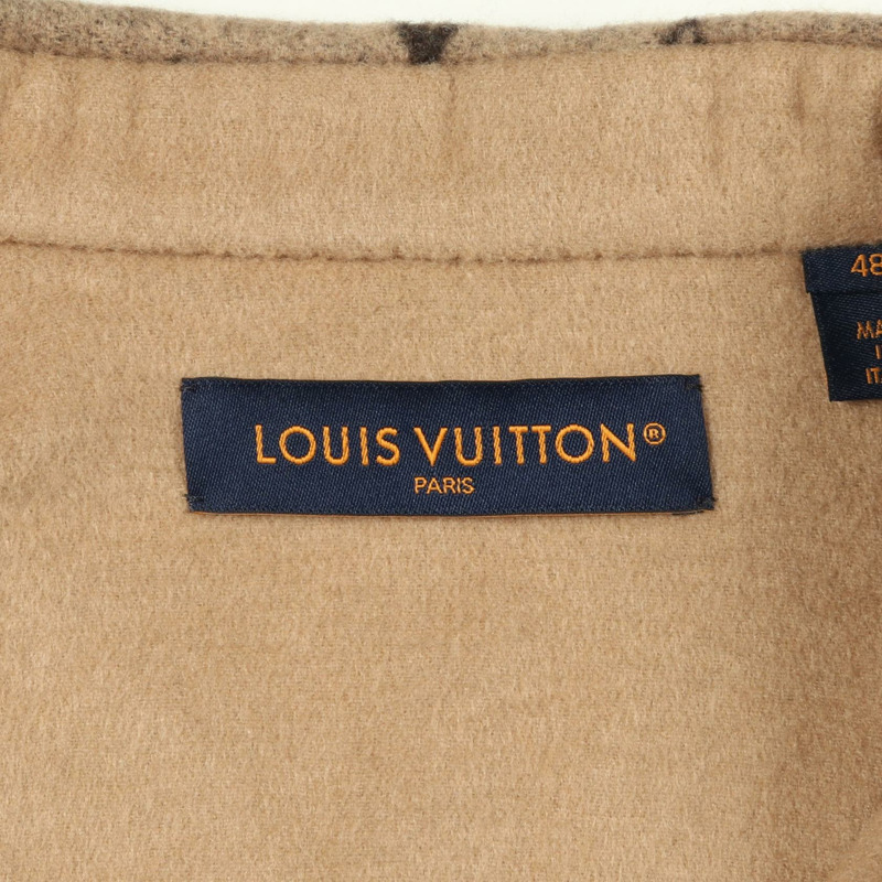 路易威登 Monogram 襯衫 其他外套 羊毛 絲綢 羊絨 米色 棕色 米色 二手 男士-2