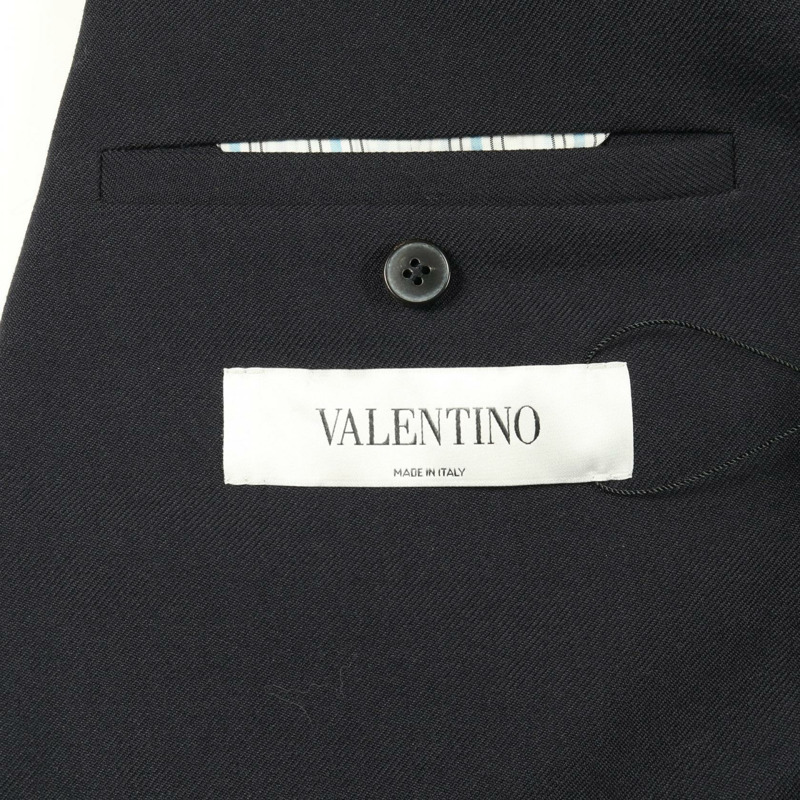 Valentino V 標誌紐扣 其他夾克 羊毛 人造絲 海軍藍 二手 男士-2