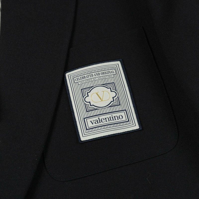 Valentino V 標誌紐扣 其他夾克 羊毛 人造絲 海軍藍 二手 男士-6