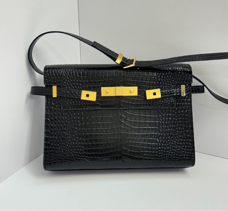 【全新品🎁】 YSL 聖羅蘭 黑金鱷魚紋 Kelly凱莉包(專櫃13.3萬)-7