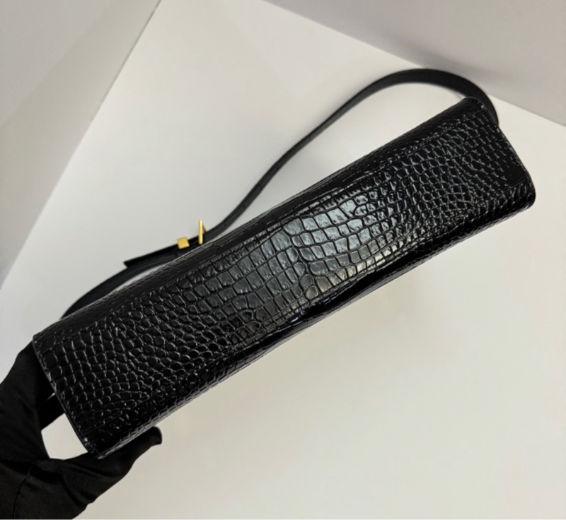 【全新品🎁】 YSL 聖羅蘭 黑金鱷魚紋 Kelly凱莉包(專櫃13.3萬)-9