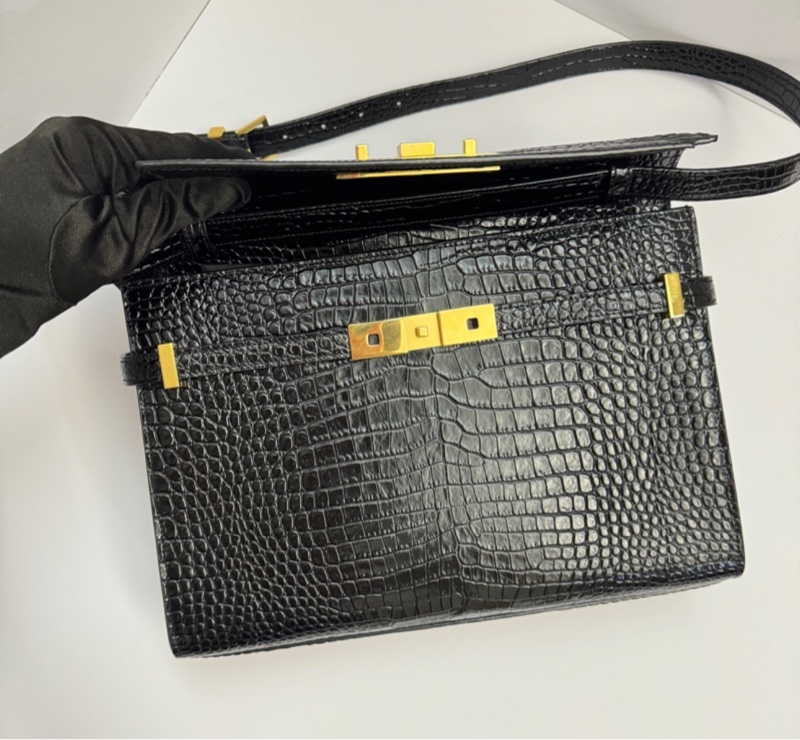 【全新品🎁】 YSL 聖羅蘭 黑金鱷魚紋 Kelly凱莉包(專櫃13.3萬)-10