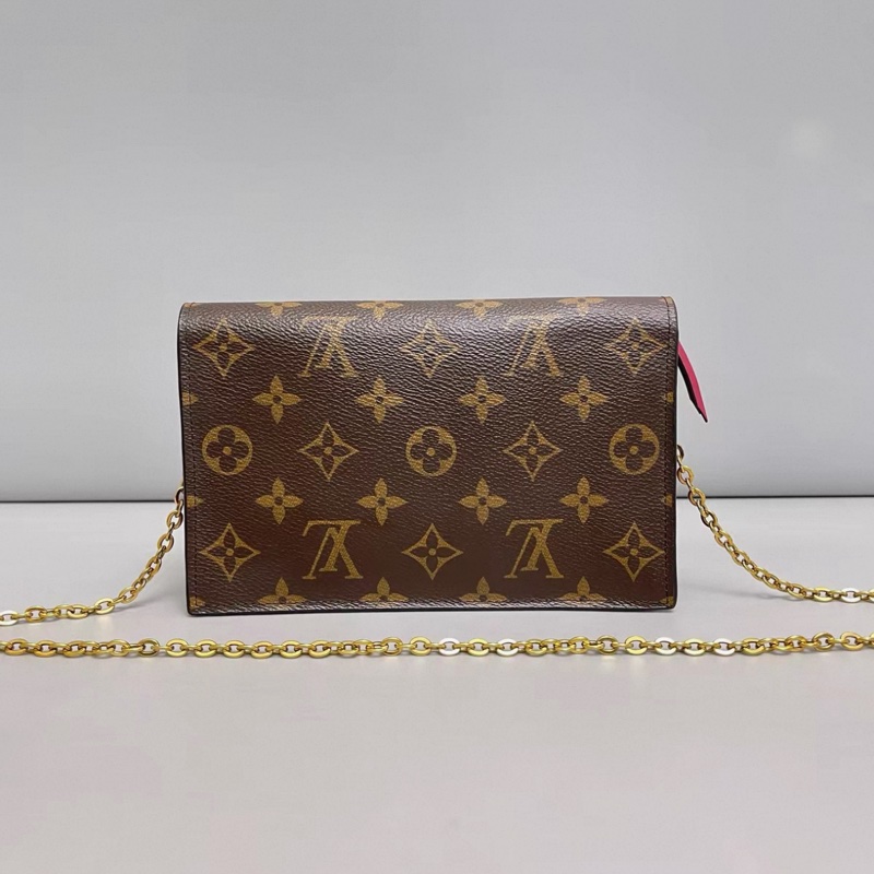 LV路易威登Flore系列老花玫紅鏈條包-1