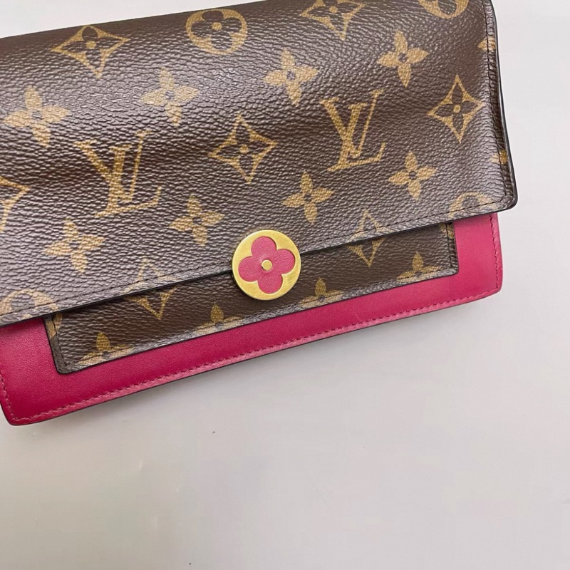 LV路易威登Flore系列老花玫紅鏈條包-2