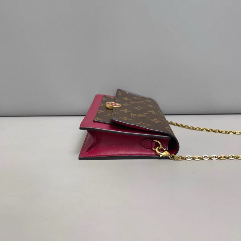 LV路易威登Flore系列老花玫紅鏈條包-3