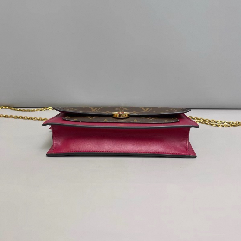 LV路易威登Flore系列老花玫紅鏈條包-4