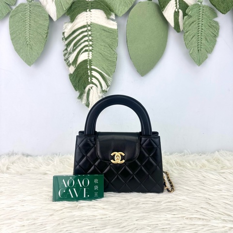 CHANEL CC Mini Kelly 黑金鏈條包 晶片款