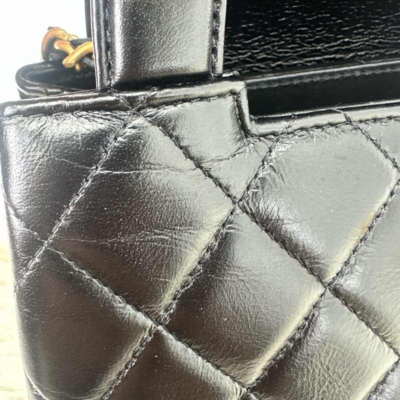 CHANEL CC Mini Kelly 黑金鏈條包 晶片款-8