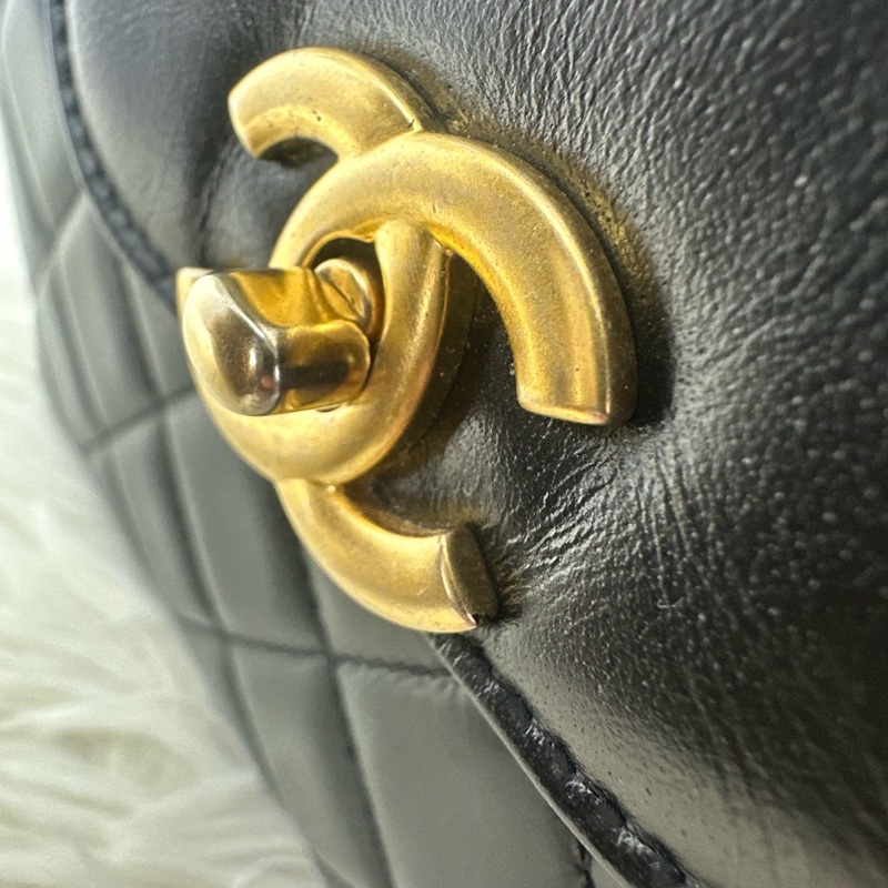 CHANEL CC Mini Kelly 黑金鏈條包 晶片款-19