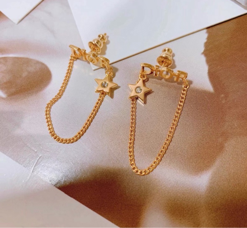 【全新✨ 全網最低價！】Dior金色 logo 星星鏈條吊墜耳環 子母加星星（下單前先詢問庫存❗️）-2