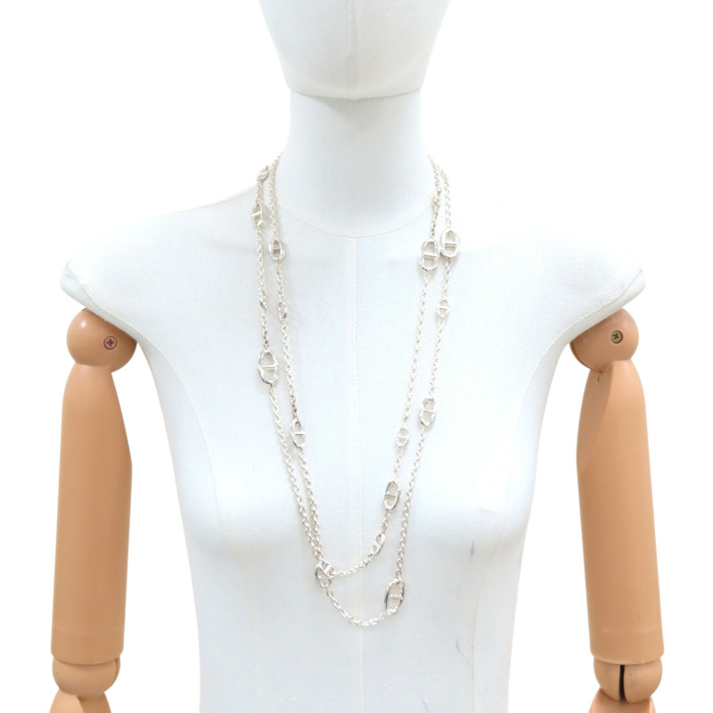 925純銀 Farandole 豬鼻子 長鏈 項鍊【HERMES 愛馬仕】 H104569B-13