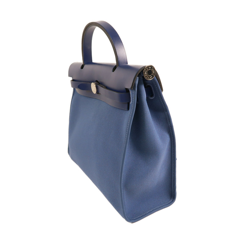 藍色 帆布 牛皮 Herbag Zip 31 PM 兩用包 C刻 銀扣【HERMES 愛馬仕】-2