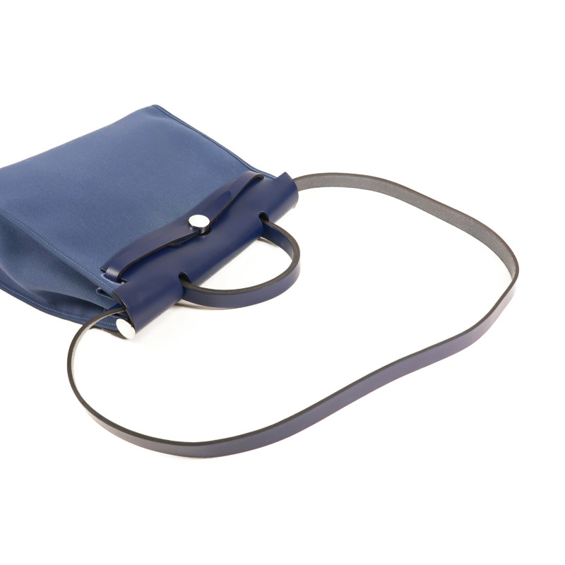藍色 帆布 牛皮 Herbag Zip 31 PM 兩用包 C刻 銀扣【HERMES 愛馬仕】-7