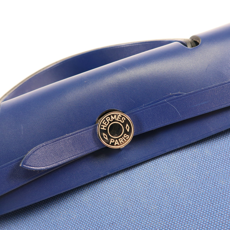 藍色 帆布 牛皮 Herbag Zip 31 PM 兩用包 C刻 銀扣【HERMES 愛馬仕】-9