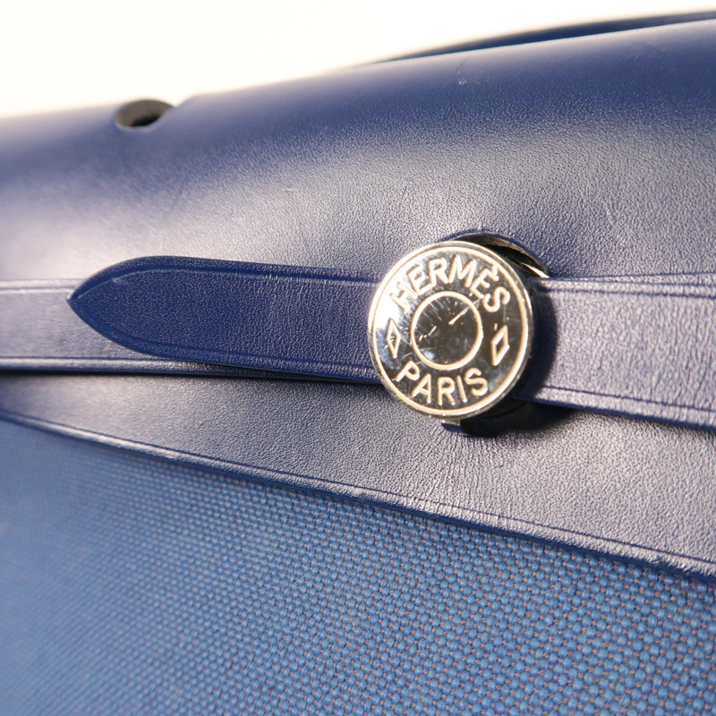 藍色 帆布 牛皮 Herbag Zip 31 PM 兩用包 C刻 銀扣【HERMES 愛馬仕】-10