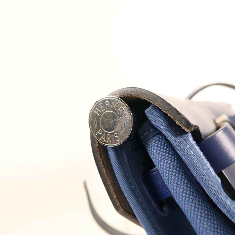 藍色 帆布 牛皮 Herbag Zip 31 PM 兩用包 C刻 銀扣【HERMES 愛馬仕】-12