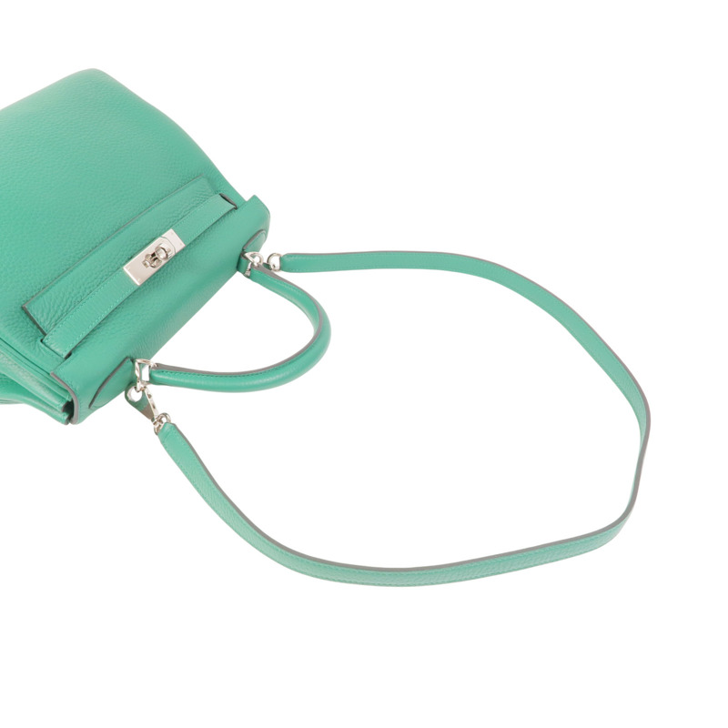 綠色 Taurillon牛皮 Kelly 28 凱莉包 两用包 W刻 銀扣【HERMES 愛馬仕】-4