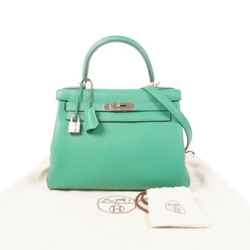 綠色 Taurillon牛皮 Kelly 28 凱莉包 两用包 W刻 銀扣【HERMES 愛馬仕】-6