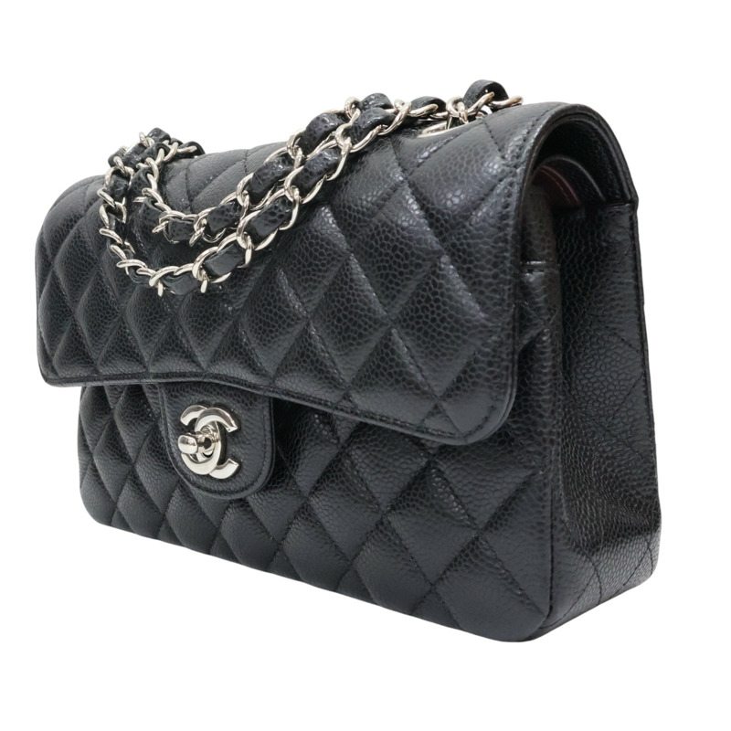 黑色 菱格紋 荔枝紋 牛皮 Coco 23 鍊帶肩背包 銀釦【CHANEL 香奈兒】 A01113-2