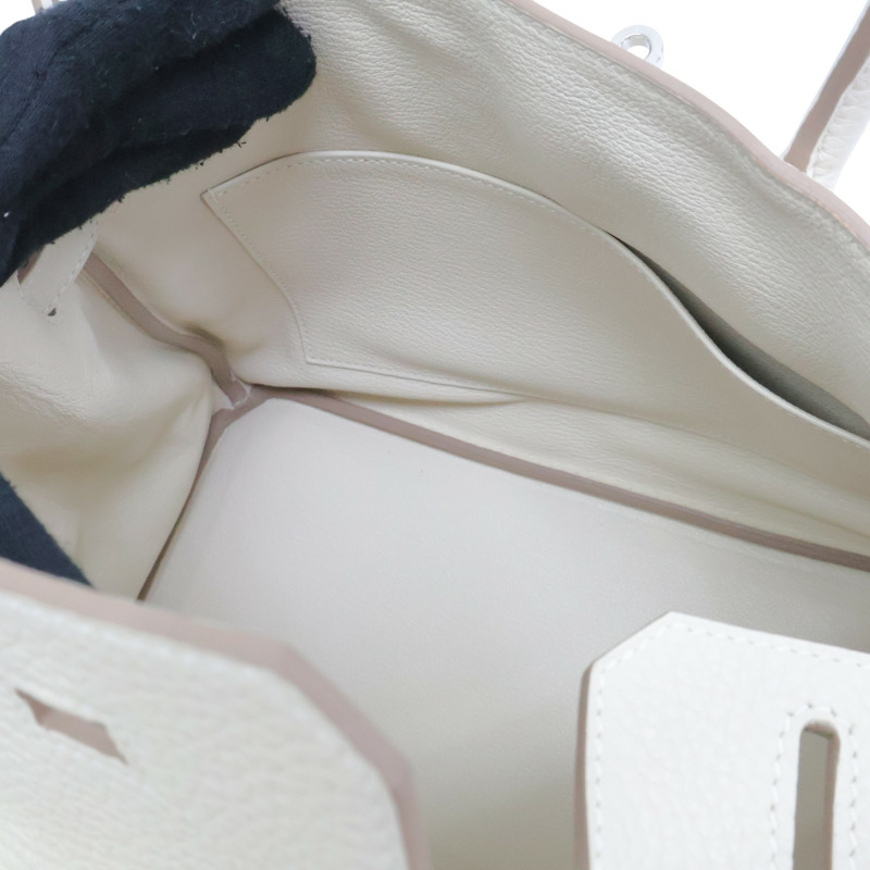 奶昔白 Togo牛皮 Birkin 30 柏金包 手提包 T刻 銀釦【HERMES 愛馬仕】-5