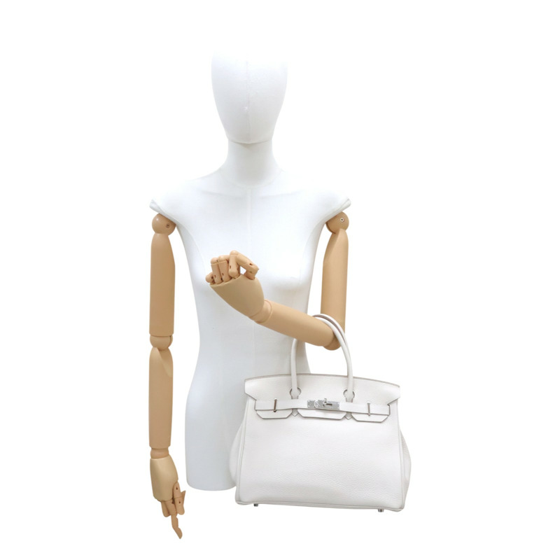 奶昔白 Togo牛皮 Birkin 30 柏金包 手提包 T刻 銀釦【HERMES 愛馬仕】-10