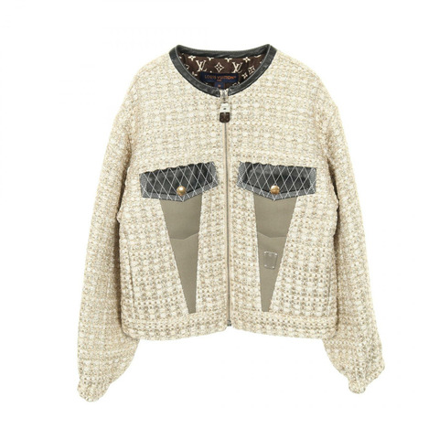 路易威登 (LOUIS VUITTON) 斜紋軟呢外套 RW231A UZ9 FOJA67 人造絲/聚酯纖維 米色 金色 多色 二手 女款