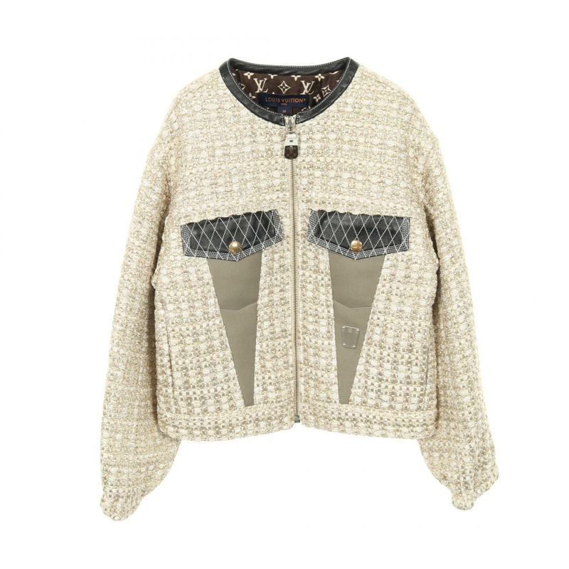 路易威登 (LOUIS VUITTON) 斜紋軟呢外套 RW231A UZ9 FOJA67 人造絲/聚酯纖維 米色 金色 多色 二手 女款-0