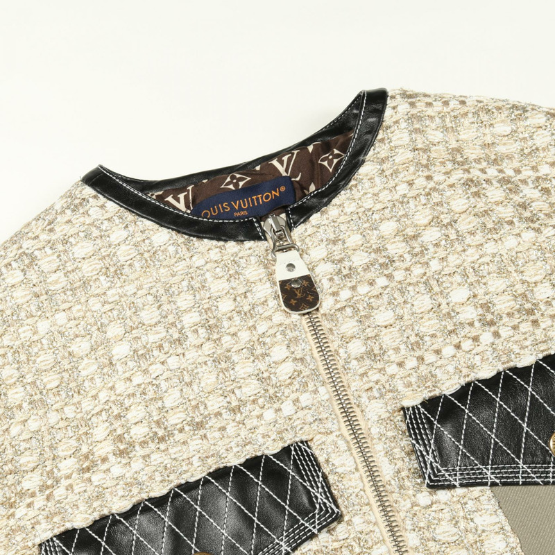 路易威登 (LOUIS VUITTON) 斜紋軟呢外套 RW231A UZ9 FOJA67 人造絲/聚酯纖維 米色 金色 多色 二手 女款-9