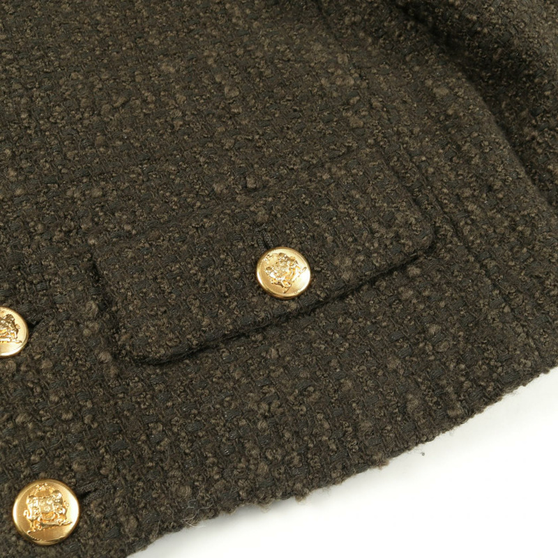 CELINE 無色羊毛棉質外套 綠色 二手 女-5