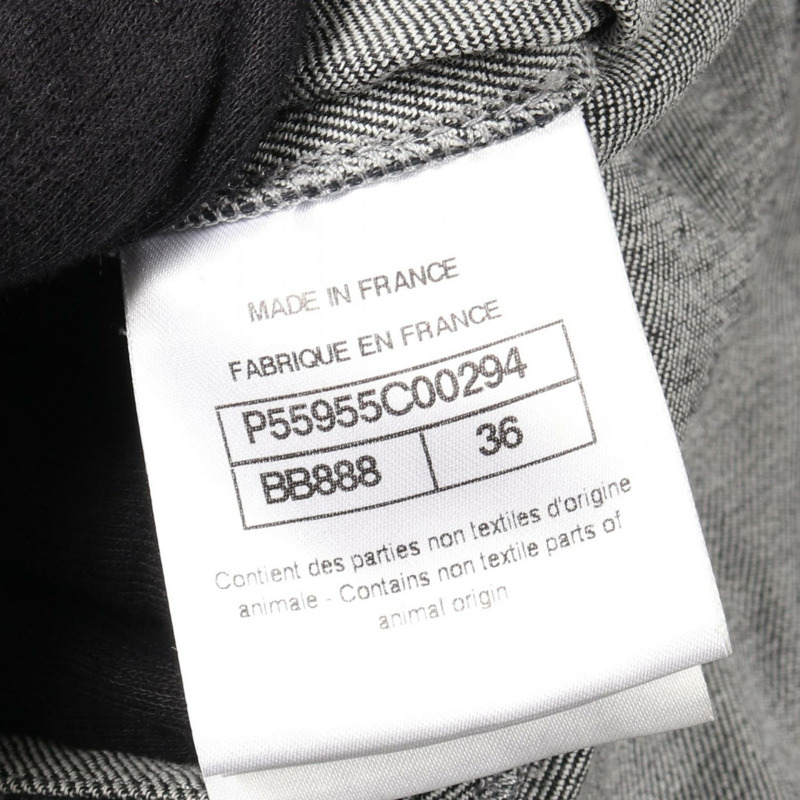 香奈兒 (CHANEL) COCO 標誌刺繡皮革牛仔褲 P55955C00294 羊皮 黑色 二手 女士-3