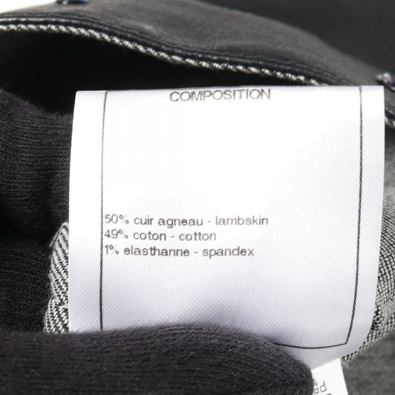 香奈兒 (CHANEL) COCO 標誌刺繡皮革牛仔褲 P55955C00294 羊皮 黑色 二手 女士-5