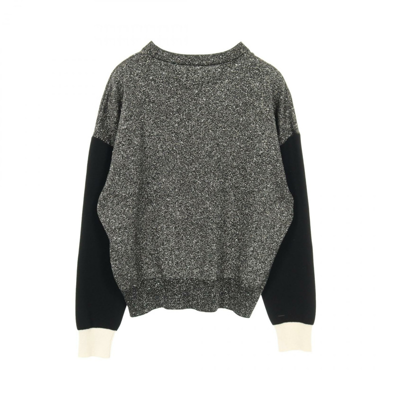 香奈兒 (CHANEL) 標誌針織衫 P62886K48477 羊絨棉混紡 黑色 銀色 二手 #42-1