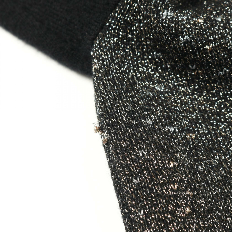 香奈兒 (CHANEL) 標誌針織衫 P62886K48477 羊絨棉混紡 黑色 銀色 二手 #42-7