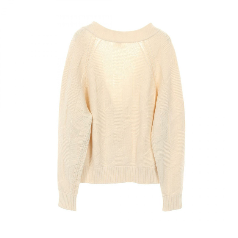 愛馬仕 (HERMES) 白色羊毛開襟衫，二手女款，貨號 34 3H2701D4-1