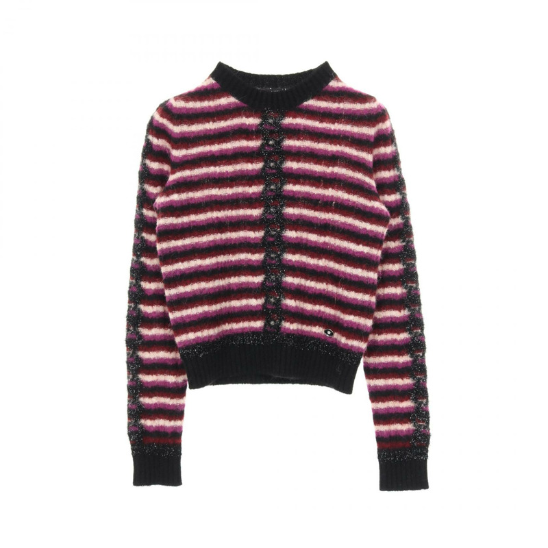 香奈兒 COCO 標誌紐扣針織衫 P75766K10915 羊絨羊毛羊駝毛尼龍黑色 #34-0